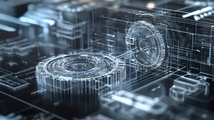 Abstract technological design with gears and circuits