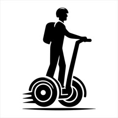 Segway Personal Transporter Silhouette Icon in white background