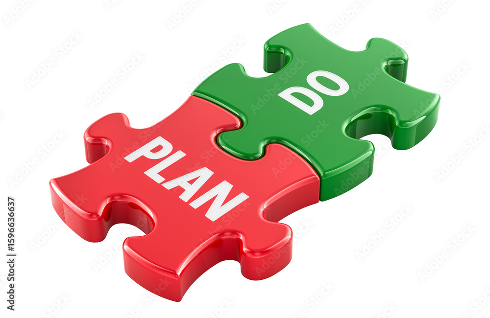 Poster plan and do, puzzle pieces. 3d rendering isolated on transparent background