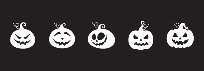 Halloween pumpkin silhouette set vector illustration
