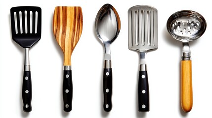 Essential kitchen utensils, spatulas and whisks for seamless cooking baking