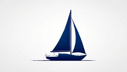 Fototapeta premium Blue sailboat glides peacefully, isolated on white, embodying nautical travel