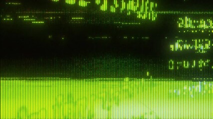 4K Matrix-style code glitch overlay with green numeric distortion, CRT scanlines and pixel tear, motion graphics pack, screen mode, data visualization concept