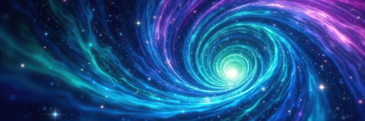 Obraz premium Abstract vortex, vibrant blue green purple shades, art, swirl, color