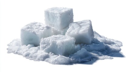 White Sugar Cubes Pile on White Background