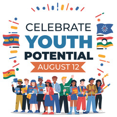 Fototapeta premium “International Youth Day – Flat Vector Youth Celebration Art”