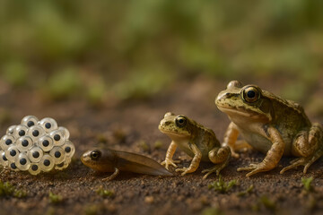 Frog Life Cycle Realistic Illustration
