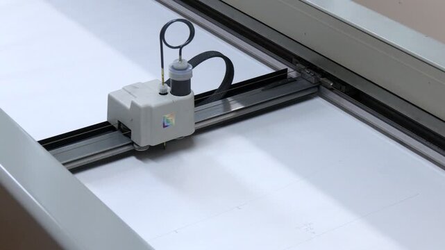 Flatbed cutter/router (cutting plotter).  Modern wide format printer paper for any purposes. Industrial printing modern digital inkjet printer 
