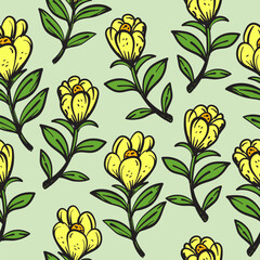 Vintage Garden Flower Seamless Pattern