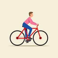 Happy Man Cycling on Red Bicycle Illustration