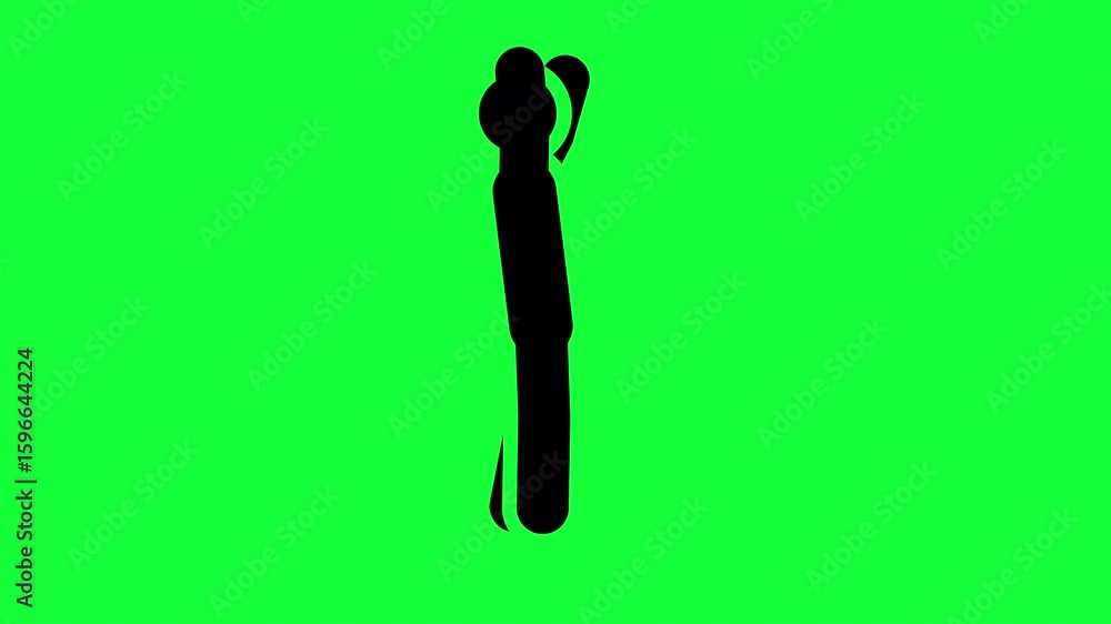 Poster silhouette figure dancing on green screen, animation of a person in motion with dynamic shapes