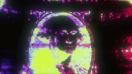 4K George Washington portrait from dollar bill with glitch distortion, CRT scanlines and pixel tear overlay, screen mode, motion graphics glitch transition pack - Powered by Adobe