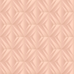 Peach geometric 3D seamless vector pattern with soft shadow texture for modern wallpaper, fabric, and decorative background design