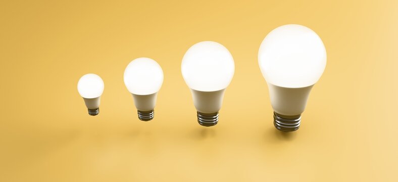 Abstract light bulbs in pastel colors