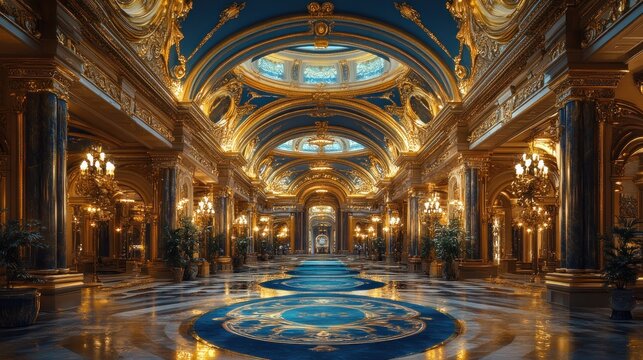 Grand, opulent hall with intricate details