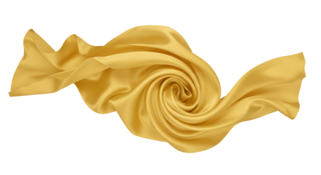 Isolated Flowing Gold Silk Fabric