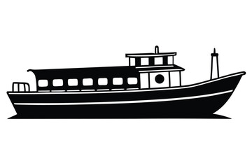 Obraz premium A monochrome silhouette depicts a vintage ship with a cabin and front mast