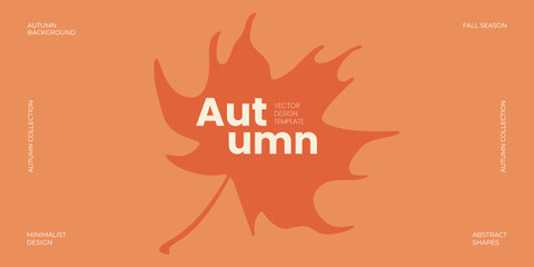 Fall season horizontal background with abstract autumn leaves. Modern Autumn minimalist design template for web, sale, poster, banner, flyer, header, cover, social media, fashion ads