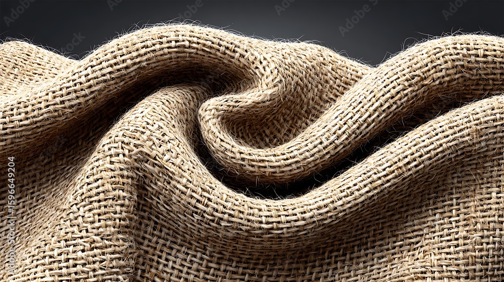Poster a realistic linen textile background in soft taupe, highlighting the weave and thread details in a c