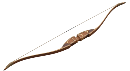 Isolated Wooden Bow with String for Archery