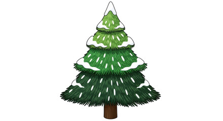 Isolated Cartoon Christmas Tree with Snow