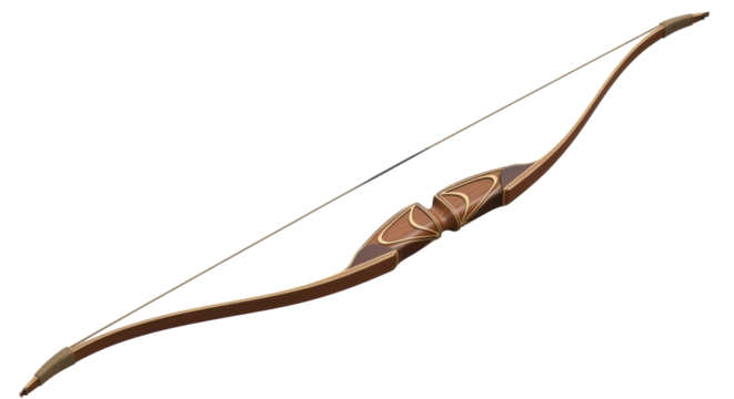 Isolated Wooden Bow with String for Archery