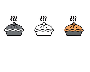 Pie vector set. Hot apple pie graphic