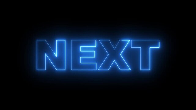 glowing next text icon animation on a black background. motion graphics video.