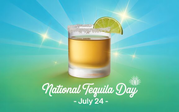 National Tequila Day, Toast with tequila and lime for summer celebration fun.