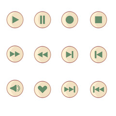 Realistic vector media player icon set