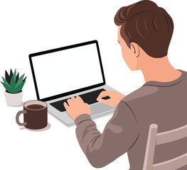 Person working on a laptop with a computer screen in an office