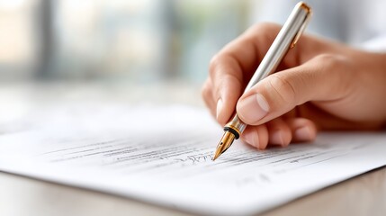 Hand Signing Document with Pen &ndash; Official Contract and Agreement Close Up