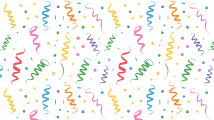 Obraz premium Colorful party streamers and confetti seamless pattern