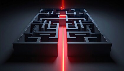 Dark maze with red path