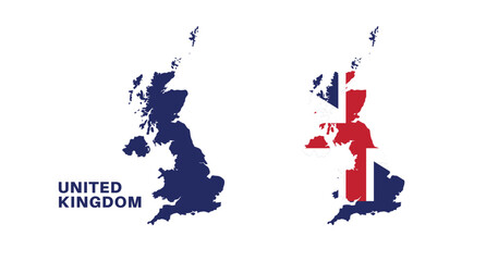 Obraz premium united kingdom flag and map set. united kingdom flag in official colors and proportions., map