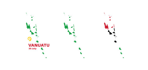 vanuatu flag and map set. vanuatu flag in official colors and proportions., map