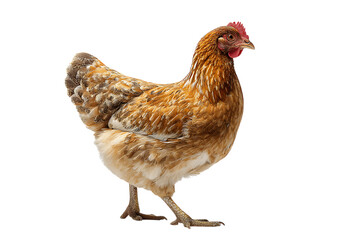 Brown hen against black background