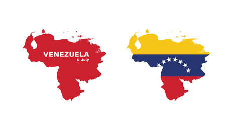 venezuela flag and map set. venezuela flag in official colors and proportions., map