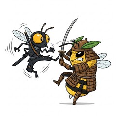 Ninja fly and samurai bee generative ai 