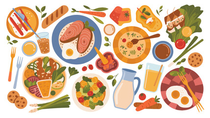 A set of 16 black and white food and beverage icons arranged in a 4x4 grid. Each icon is a simple line drawing with clean, minimalist design elements.  (5)_traced