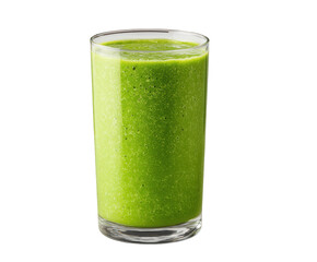 Refreshing green smoothie in a clear glass, showcasing vibrant color and texture, on transparent background