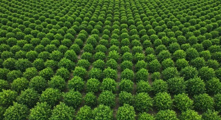 Dense, symmetrical green groves