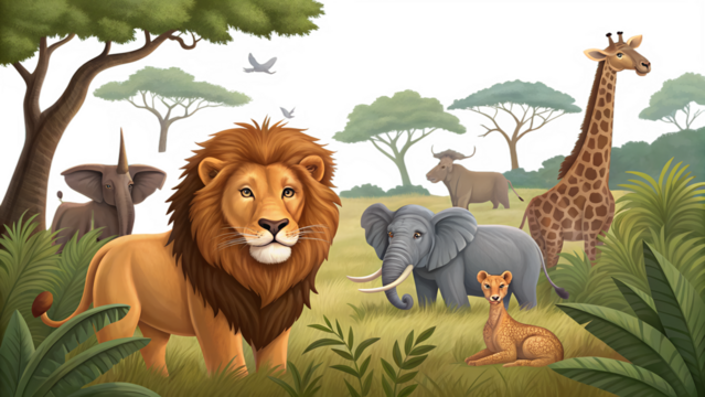  lion zebra elephant rhino parrot giraffe ostrich flamingo cute jungle Png