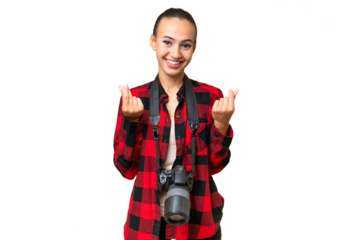 Young photographer Arab woman over isolated background making money gesture