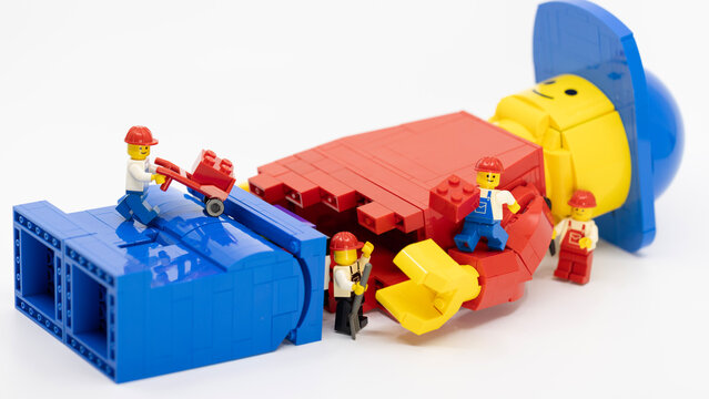 Hong Kong - July 21 2025: nurse help to build up the body of giant man