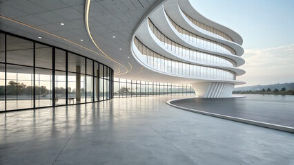 White Futuristic wave Architecture