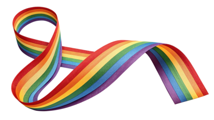 Vibrant Rainbow Ribbon Symbolizing Diversity and Inclusion Against a Clean Backdrop for Pride Month Celebrations and LGBTQ+ Community Support
