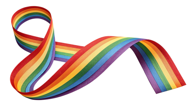 Vibrant Rainbow Ribbon Symbolizing Diversity and Inclusion Against a Clean Backdrop for Pride Month Celebrations and LGBTQ+ Community Support