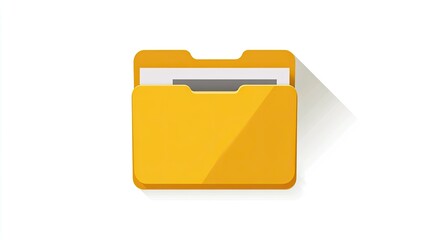 Yellow Folder Icon with Documents and Long Shadow
