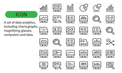 A set of data analysis, graphs icon